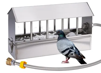 Automatische Hühnertränke aus Edelstahl, 10 Fenster, mit Schwimmerventil
