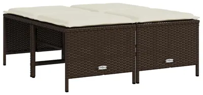 Produktbild von vidaXL Gartenhocker mit Kissen 4 Stk. Braun Poly Rattan
