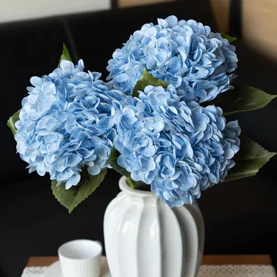 Image de Fleurs artificielles hortensias, lot de 3, 56 cm, pour la décoration