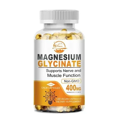 Image de Magnesium Glycinate 400mg (120 capsules) Complément alimentaire, sommeil, articulations, os, muscles, système immunitaire, cerveau, santé du corps, mémoire