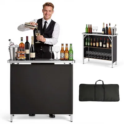 Produktbild von Messetheke Klappbar - Faltbare Empfangstheke mit Ablagefach - Mobile Rezeptionstheke Bartisch - Mit Tragetasche - 98 x 38,5 x 87 cm - Für Veranstaltungen Partys Messen