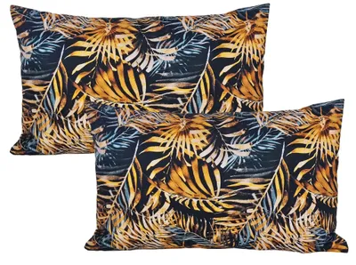 Produktbild von JACK 2er Set 30x50cm Motiv Outdoor Kissenhülle Bezug Stuhl Kissen Garten Blatt Gold