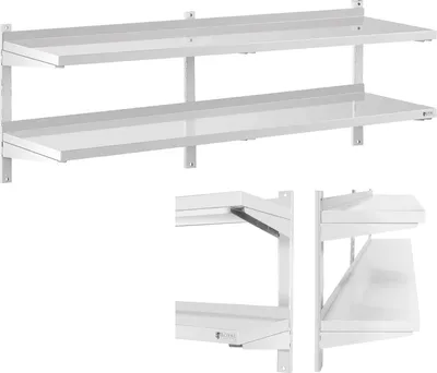 Obrázok produktu pre Expondo Royal Catering Nástenná polica – 2 police – 40 x 180 cm
