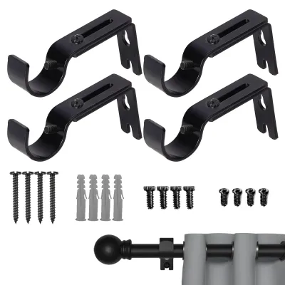 Gordijnroedehalter 4er-Set, verstellbar, Metall, schwarz