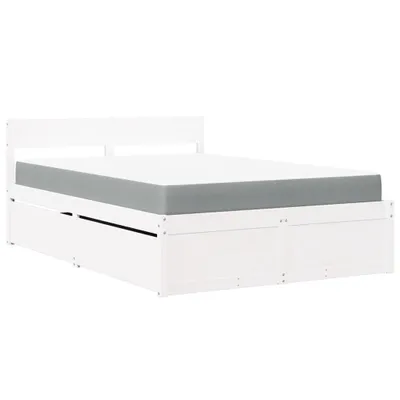Produktbild von vidaXL Bett mit Schubladen und Matratze Weiß 120x200 cm Massivholz