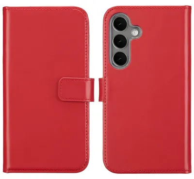 Imagen del producto de Funda de Cuero Auténtico tipo Libro para Samsung Galaxy S25 Plus - Rojo