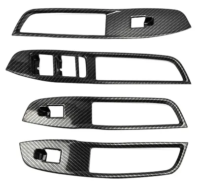Image de Lot de 4 autocollants décoratifs pour les caches des commutateurs de vitres de la MG ZS 2017-2018, aspect fibre de carbone