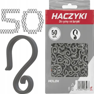 Zdjęcie produktu dla Haczyki do lampek i dekoracji świątecznych szare 4,4x2,5cm HLX-0083-SET100, 100 szt