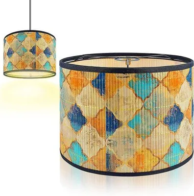Obrázek produktu pro Stínidlo lampy z bambusu – dekorativní stínidlo – vytváří příjemnou atmosféru – unikátní vintage design – rozměry 30x30x20 cm – vícebarevné