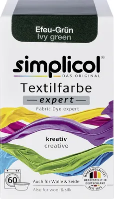 Produktbild von simplicol Textilfarbe expert, DIY Färbemittel für Stoff in verschiedenen Farben, Farbe:Efeu-Grün (1713), Größe:1er Pack