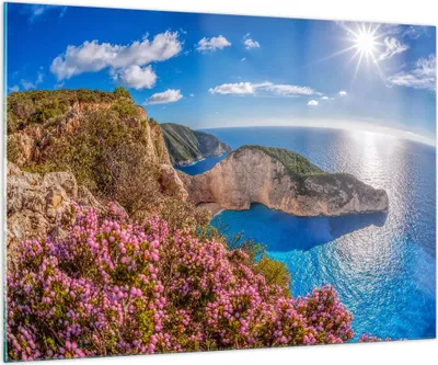 Produktbild von Bilder auf glas - Meer Sommer Blume - 100x70cm - Glasbilder - Wandbilder - Kunstdruck - zum Aufhängen bereit - Wanddekoration aus Glas - Glas Bilder - Wandbild auf Glas - Einteilig - GAA100x70-3741