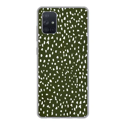Produktbild von MuchoWow® Handyhülle Schutzhülle Hülle für Samsung Galaxy A71 Polka dots - Weiß - Schwarz Silikon Softcase Handy Hülle - Kartenbesitzer