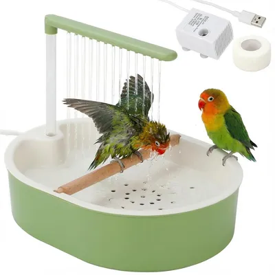 Produktbild von Vogelbad für Papageien & Wellensittiche – Automatisches Duschbad mit USB-Pumpe, abnehmbares Vogelbad für Vogelkäfig
