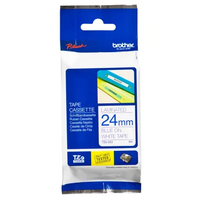 Obrázok produktu pre Brother TZE-253 páska na výrobu štítkov modrá na bielej