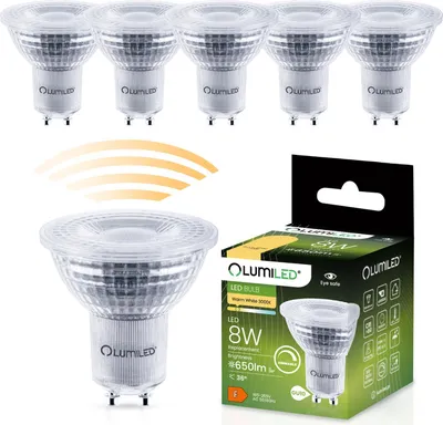 Produktbild von LUMILED GU10 LED Lampe dimmbar 8W 650 Lm Leuchtmittel 3000K warmweiß Strahler, ersetzt 80W Halogenlampen 36° Reflektorlampen Reflektor 6 Stück Lampen