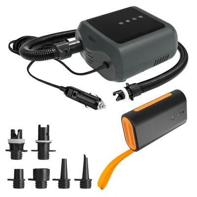 Produktbild von SUP Elektropumpe PBG 6 12V mit LCD – 16 PSI Luftpumpe für SUP & Kajak + Powerbank PBG X 12V 4000mAh