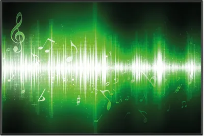 Produktbild von Wallario Wandbild Grüne Noten der Musik, Größe: 61 x 91,50 cm, Poster mit schwarzem Aluminiumrahmen