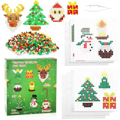 Bügelperlen-Set Weihnachten, 1200 Teile, mit Vorlagen, Bastelset