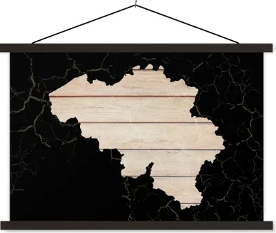 Produktbild von MuchoWow® Textilposter Karte Europa - Belgien - Holz 60x40 cm mit schwarzem Rahmen - Hölzernes