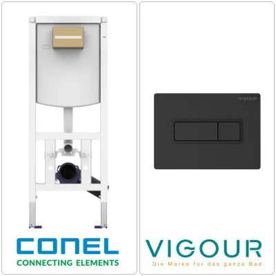 Produktbild von CONEL WC Vorwandelement mit VIGOUR TEES Betätigungsplatte, schwarz matt