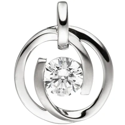 Produktbild von Anhänger aus 333 Gold Weißgold mattiert mit Zirkonia weiß Halsschmuck für Damen