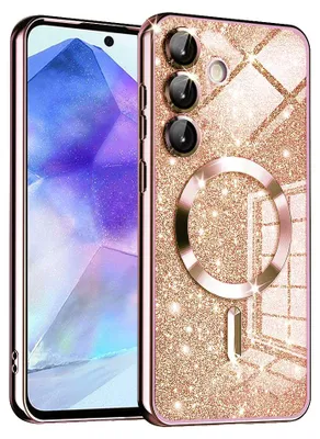 Produktbild von Techsuit Luxury Glitter Back Cover Hülle mit MagSafe für Samsung Galaxy A55 - Roségold