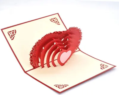Obrázek produktu pro 3D pohlednice s motivem "Srdce k srdci" pro Valentýna, pro milence, páry, svatbu, rande a výročí