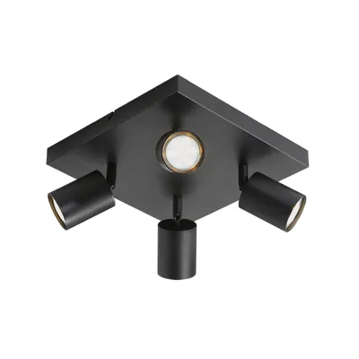 Produktbild von ZMH LED Deckenleuchte Schwarz Deckenstrahler: GU10 Deckenlampe 4 Flammig 330°Schwenkbar Deckenspots Industrial Modern für Wohnzimmer Schlafzimmer Küche Flur