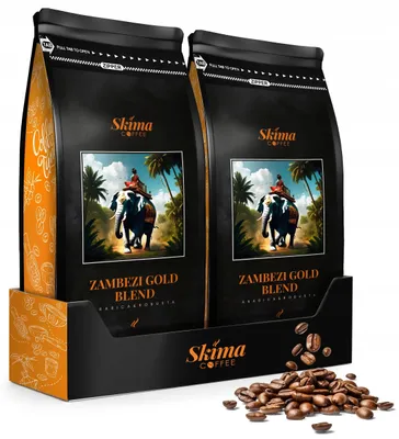 Produktbild von Kaffeebohnen 2 x 1 kg ZAMBEZI GOLD BLEND (LIMITED EDITION) frisch geröstet für Vollautomaten + Tassenuntersetzer