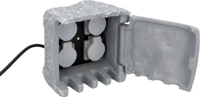 Image de UNITEC WiFi Répartiteur de prises pour le jardin en aspect pierre, prise de jardin, prise extérieure, IP 44, 4 prises cube