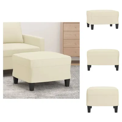Zdjęcie produktu dla vidaXL Podnóżek kremowy 60x50x41 cm imitacja skóry  - Stołek tapicerowany