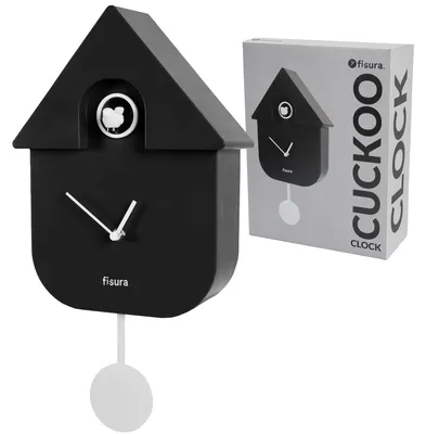 Produktbild von FISURA - Kuckucksuhr. Wanduhr. Original Geschenk Wanduhr. 3 AA-Batterien Nicht enthalten. Maße: 21,5 x 8 x 41,5 cm. ABS-Kunststoff. (Schwarz)