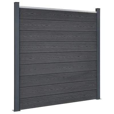 Image de vidaXL Ensemble d'éléments de clôture Gris 353x186 cm WPC