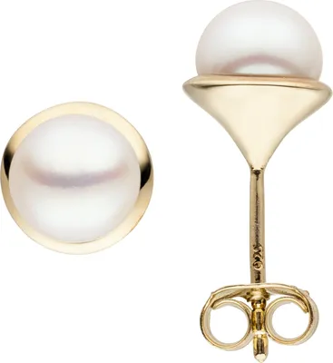 Produktbild von Ohrstecker 925 Sterling Silber gold vergoldet 2 Süßwasser Perlen