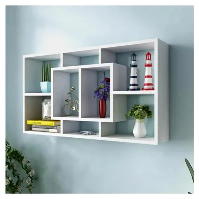 Produktbild von Wandregal Hängeregal mit 8 Fächern 85 x 16 x 47,5 cm Weiß