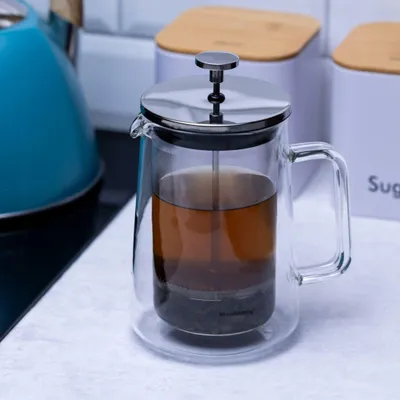 Zdjęcie produktu dla Szklany ZAPARZACZ TŁOKOWY Do HERBATY Ziół KAWY French Press 600ml 7685