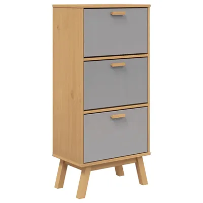 Produktbild von Schuhschrank OLDEN Grau und Braun 55x35x120cm Massivholz Kiefer