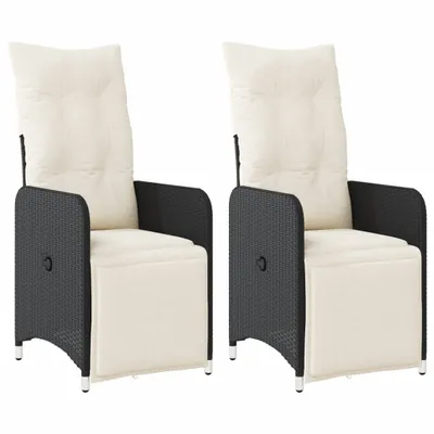 Immagine prodotto di vidaXL Poltrona da giardino con cuscino 2 pz. Regolabile in Poly Rattan nero