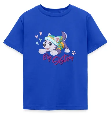 Produktbild von Spreadshirt Paw Patrol Große Schwester Everest Geschenk Kinder T-Shirt, 122/128 (7-8 Jahre), Royalblau