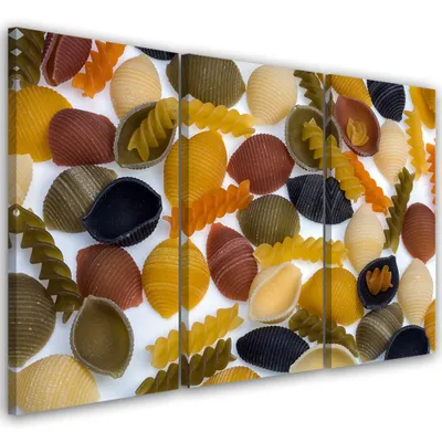 Produktbild von Triptychon auf leinwand lebensmittel & getränke - bunt 90x60 cm Feeby farbe wandbild bereit zum aufhängen