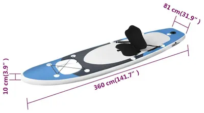 Produktbild von vidaXL SUP-Board-Set Aufblasbar Marineblau 360x81x10 cm