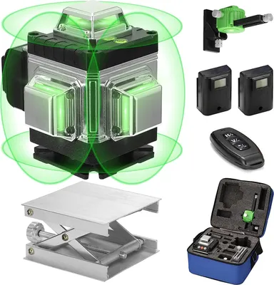 Produktbild von Kreuzlinienlaser, profi 4D 16 Lines Laser Level Grünes 4x360º Rotary Automatische Kreuzlinienlaser (Arbeitsbereich: 25 m) mit 2X Batterie, Fernbedienung+Wandhalterung+Clip-Halter+Hebeplattform
