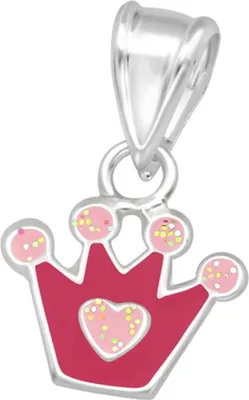 Produktbild von Kinderkette 925 Silber Kette: Glitzer Anhänger Halskette für Mädchen Krone (Crown)