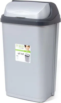 Image de Poubelle Famanu avec couvercle rabattable, 50 litres - Argent