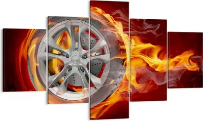 Produktbild von Bild auf Leinwand - Leinwandbild - Rad Flammen Felge - 125x70cm - Wand Bild - Wanddeko - Wandbilder - Leinwanddruck - Bilder - Kunstdruck - Wanddekoration - Leinwand bilder - Wandkunst - EA125x70-0198