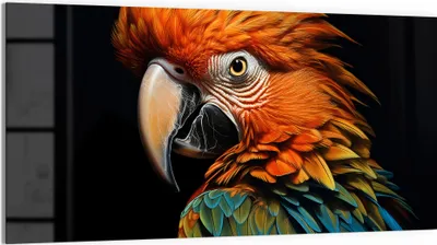 Produktbild von DEQORI Glasbild Echtglas 100x50 cm 'Prachtvogel Portrait' Wandbild Bild modern Deko