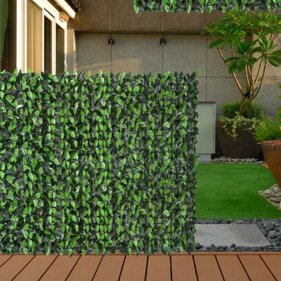 Produktbild von künstliche Blätterhecke, Kunsthecke Sichtschutz Kletterpflanze, Balkon Gartenzaun, Dunkelgrün  |  zuschneidbar  |  PE-Kunststoff, Gewebe  |  300 x 100 cm