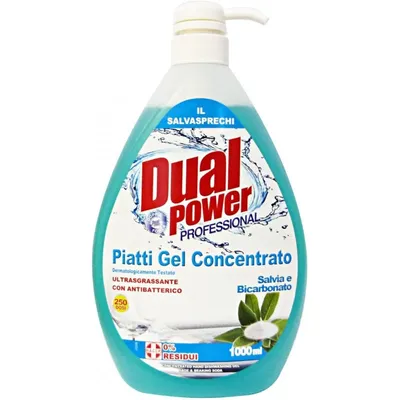 A bottle of dish soap with a pump dispenser.