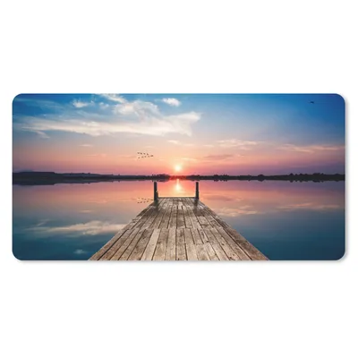 Produktbild von MuchoWow® Mauspad Mousepad Steg - Wasser - Sonnenuntergang - Rosa - Horizont 60x30 cm - Mousepads - Maus Mat - Pad - Mausunterlage - Nachhaltig