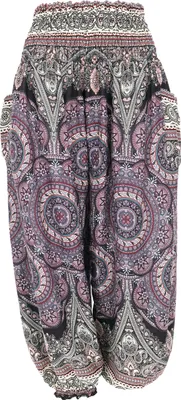 Produktbild von Luftige XL Pluderhose für Starke Frauen, Plus Size Sommerhose, Yogahose, Wohlfühlhose - Schwarz/bunt, Damen, Mehrfarbig, Viskose, Hosen